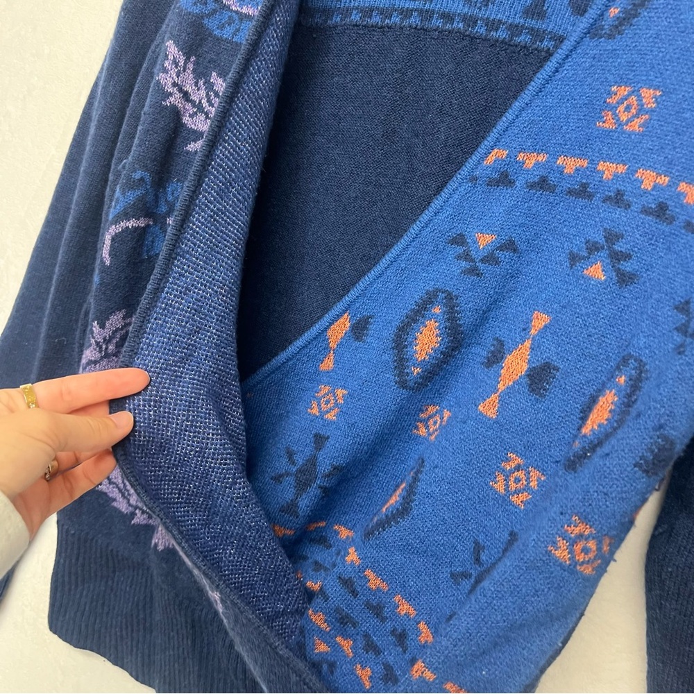 Sundance Blue Multi-Pattern Wrap Sweater - Picture 4 of 13